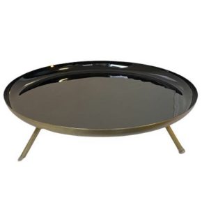 Schaal op voet Dinlo glans zwart/goud